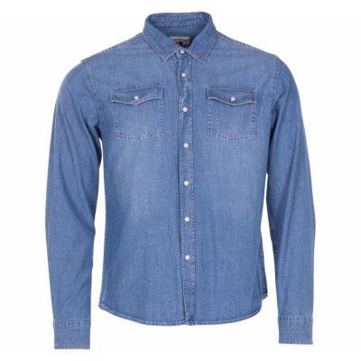 Texas Shirt Ls, Denim Blue, L,  Långärmade Skjortor