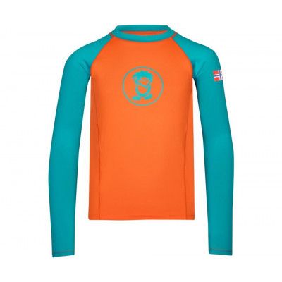 TROLLKIDS Kvalvika Shirt Kids Bright Orange/Lake Blue