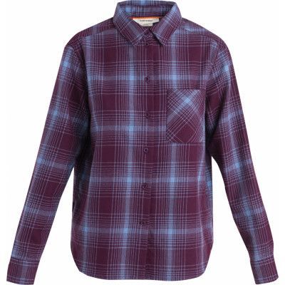 Icebreaker Women's Mer 200 Dawnder Long Sleeve Flannel Shirt Plaid Nightshade/Kyanite