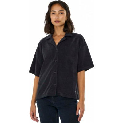 Women's Woven Terry Short Sleeve Shirt  Black Jet
