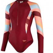 Women's Long Sleeve Swim Suit Oxblood/Coral