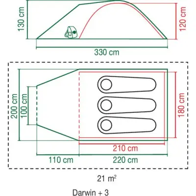 Coleman Tent Darwin 3+ Grey/Green