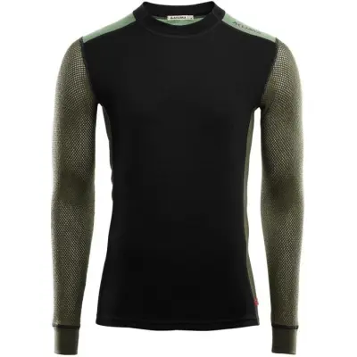 Aclima M's WoolNet Hybrid Crewneck Jet Black/Olive Night/Dill