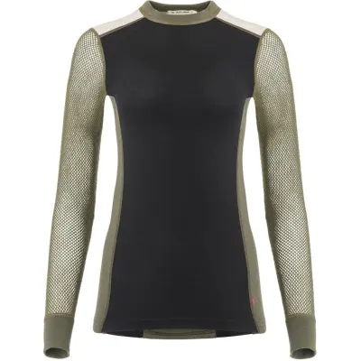 Aclima WoolNet Hybrid Crewneck Woman Jet Black/Olive Night/Beige Melange