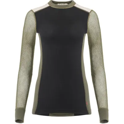 Aclima WoolNet Hybrid Crewneck Woman Jet Black/Olive Night/Beige Melange