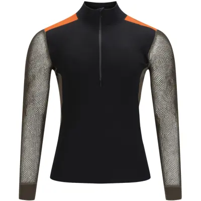 Aclima WoolNet Hybrid Mockneck M's Jet Black/Tarmac/Gold Flame