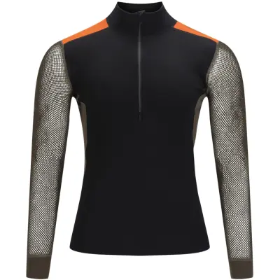 Aclima WoolNet Hybrid Mockneck M's Jet Black/Tarmac/Gold Flame