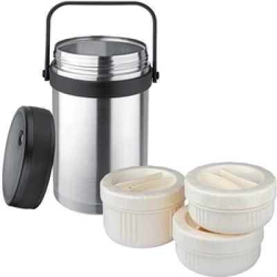 Isosteel Mattermos 1.5 liter med tre matbehållare i plast