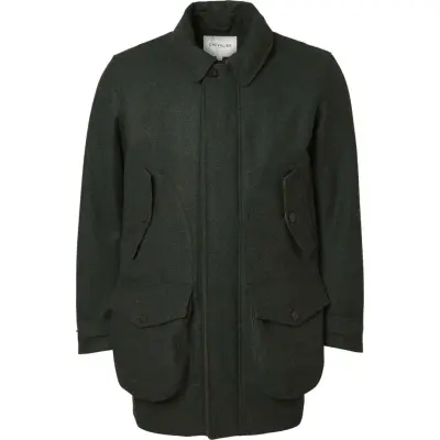 Chevalier Men's Burley Chevalite Wool Coat Dark Green Melange