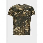 M Reaxion Amp Crew, Kelp Tan Tnf Camo Print, L, Tränings-T-Shirts