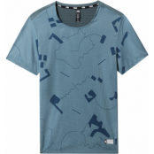 The North Face Men's Printed Sunriser Short Sleeve Shirt Goblin Blue Trail Marker Print