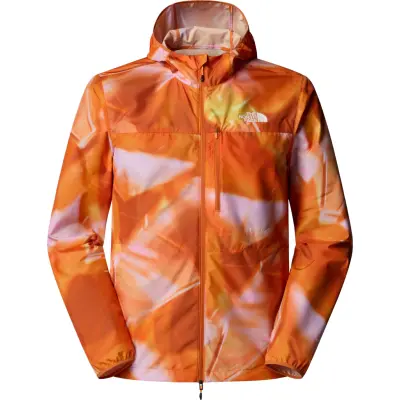 The North Face Men's Higher Run Wind Jacket Digital Orange Prisms Print