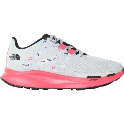 The North Face Women's VECTIV Eminus TNF White Trail Marker Print/Brilliant Coral