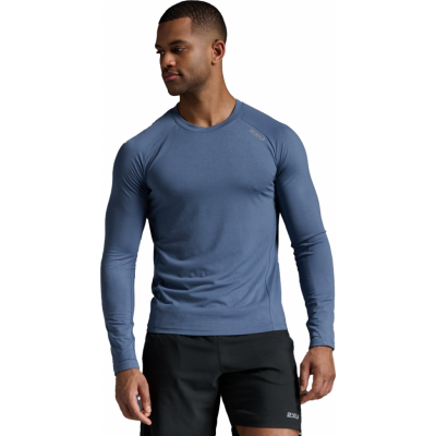 2XU Men's Ignition Base Layer Long Sleeve Indigo/Silver Reflective
