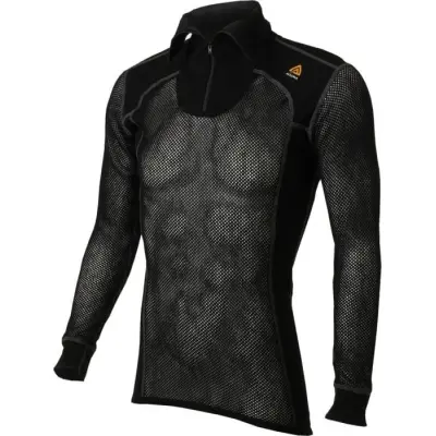Aclima WoolNet Polo Shirt with Zip Man Jet Black