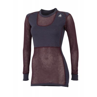 Aclima Woolnet Womens Shirt Crew Neck - Blackberry Wine/Periscope - UTFÖRSÄLJNING