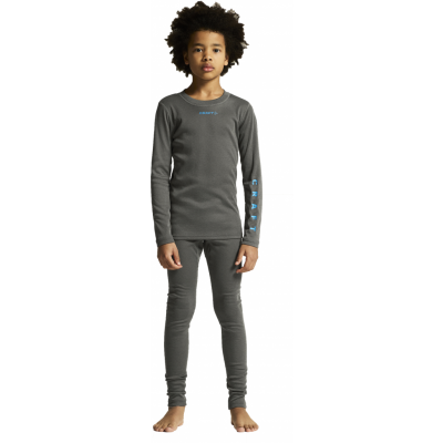 Craft Juniors' Core Warm Baselayer Set Granite/Ray