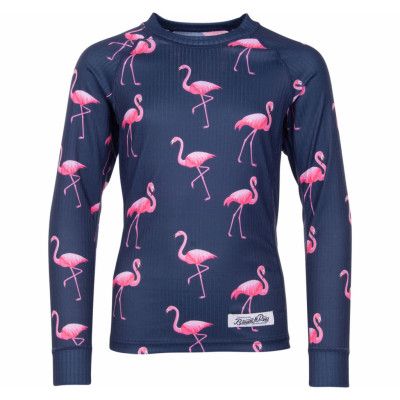 Crewneck L/S Baselayer Jr, Navy Flamingo, 120,  Blount And Pool