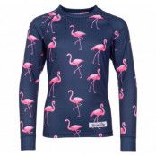 Crewneck L/S Baselayer Jr, Navy Flamingo, 130, Blount And Pool