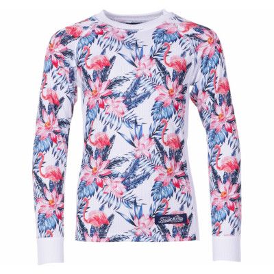 Crewneck L/S Baselayer Jr, White Aop, 170,  Blount And Pool