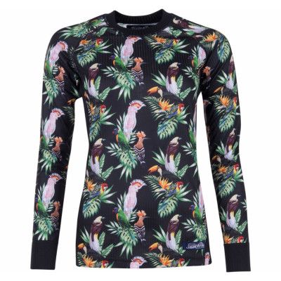 Crewneck L/S Baselayer W, Black Aop, 44,  Pool