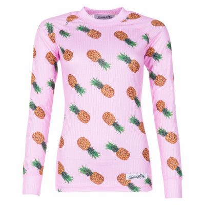 Crewneck L/S Baselayer W, Pink Pineapple Print, 44,  Underställströjor