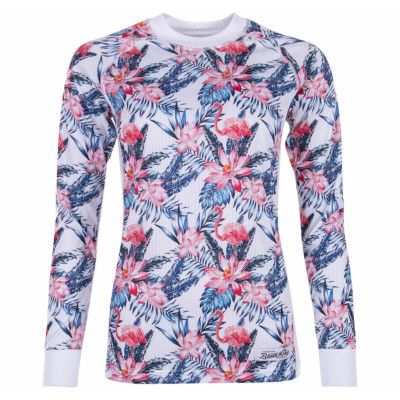 Crewneck L/S Baselayer W, White Aop, 44,  Pool