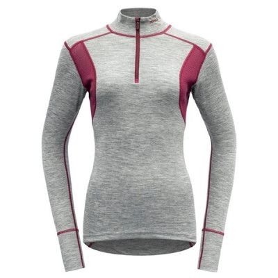 Devold Hiking Woman Half Zip Neck Grey Melange/Beetroot
