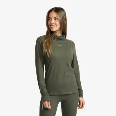 Downhill Base Layer Balaclava Top Dam Kambaba Green, Storlek:S