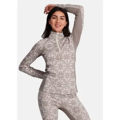 Edith Half Zip, Light Warm Grey, L,  Ullunderställ