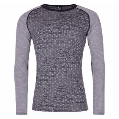 Geo Merino Wool Crew, Greym, S,  Bula