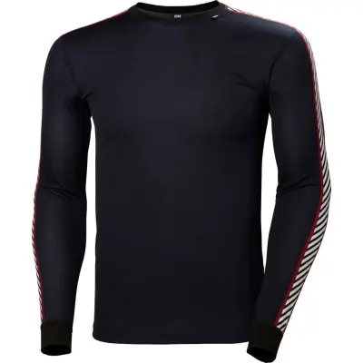 Helly Hansen Men's HH Lifa Stripe Long-Sleeve Crew Base Layer Navy