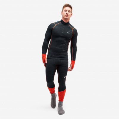 Hiball Waffle Base Layer Set - Herr - Black/Flame, Storlek:2XL - Underställ