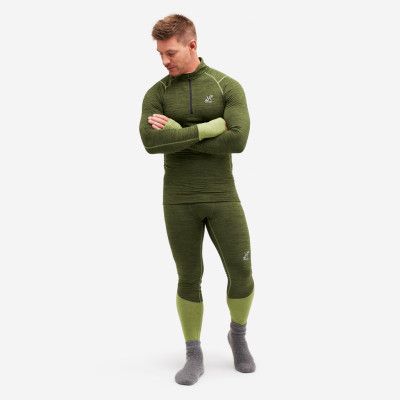 Hiball Waffle Base Layer Set - Herr - Olive Night, Storlek:S - Underställ