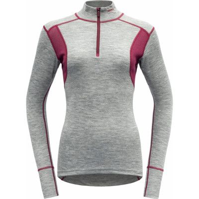 Devold Hiking Woman Half Zip Neck Greymelange/Beetroot