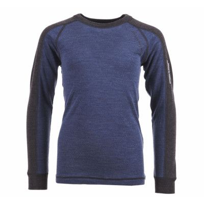 Himalaya Merino Crewneck Jr, Blue/Dk Grey, 110,  Ullunderställ