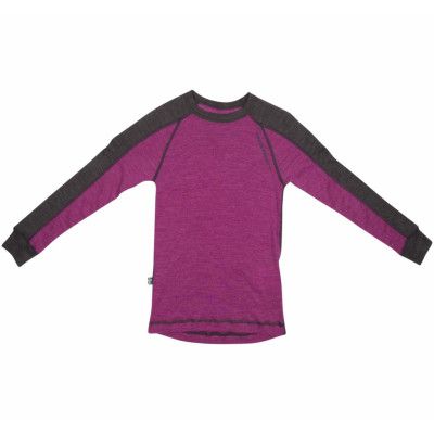 Himalaya Merino Crewneck Jr, Purple/Dk Grey, 120,  Ullunderställ