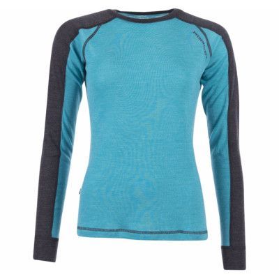 Himalaya Merino Crewneck W, Turquoise/Dk Grey, 34,  Swedemount