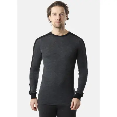 Himalaya Merino Wool Crewneck, Charcoal Melange/ Black, S,  Ullunderställ