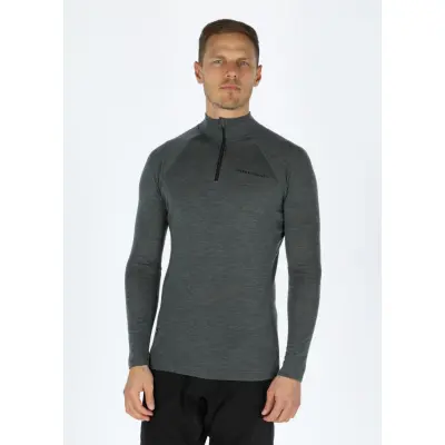 Himalaya Merino Wool Halfzip, Olive Melange, S,  Ullunderställ