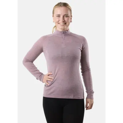 Himalaya Merino Wool Halfzip W, Dusty Rose Melange, 46,  Ullunderställ