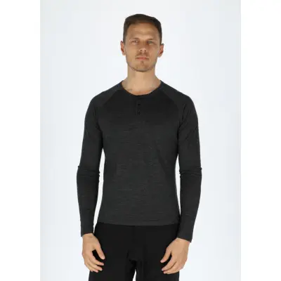 Himalaya Merino Wool Henley L/S, Charcoal Melange, Xl,  Ullunderställ