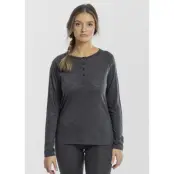 Himalaya Merino Wool Henley L/S W, Charcoal Melange, 34,  Ullunderställ