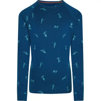 Icebreaker Kids' Merino 200 Oasis Long Sleeve Crewe Snow Day Atlantis/Topaz