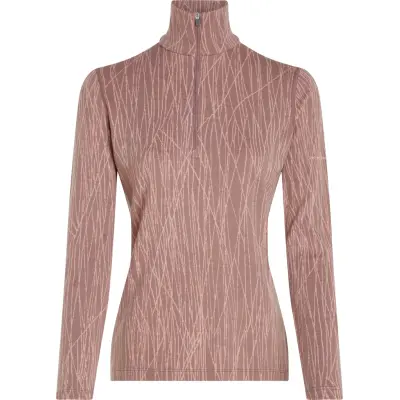 Icebreaker Women's Merino 260 Tech Vertex Long Sleeve Half Zip Delta Lines AOP Summit/Blush