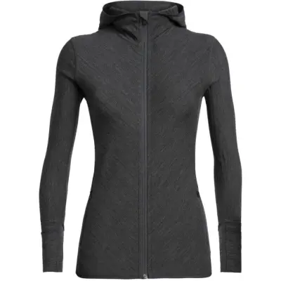 Icebreaker W's Descender LS Zip Hood Jet HTHR