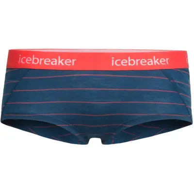 Icebreaker W's Sprite Hot Pants 150 Prussian Blue/Poppy Red/Stripe