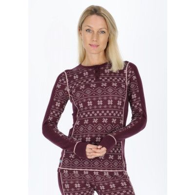 Idre Wool Ls Top W, Burgundy/Lt Pink, 38,  Ullunderställ