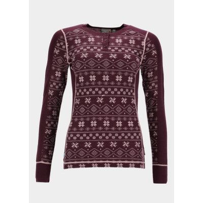 Idre Wool Ls Top W, Burgundy/Lt Pink, 44,  Ullunderställ