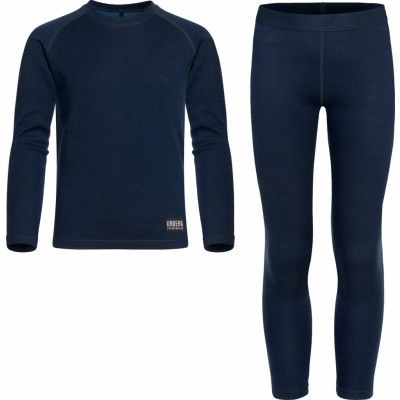 Urberg Juniors' Selje Merino-Bamboo Set Dark Navy/Mallard Blue